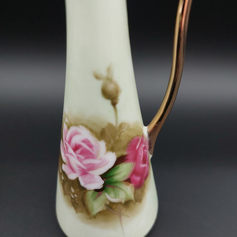Vintage Lefton China Heritage Green Rose Bud Vase Hand Painted Japan